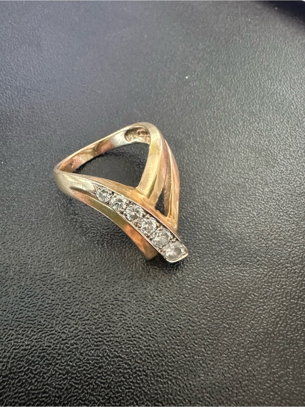 Solid Gold Ring with Diamonds size 7